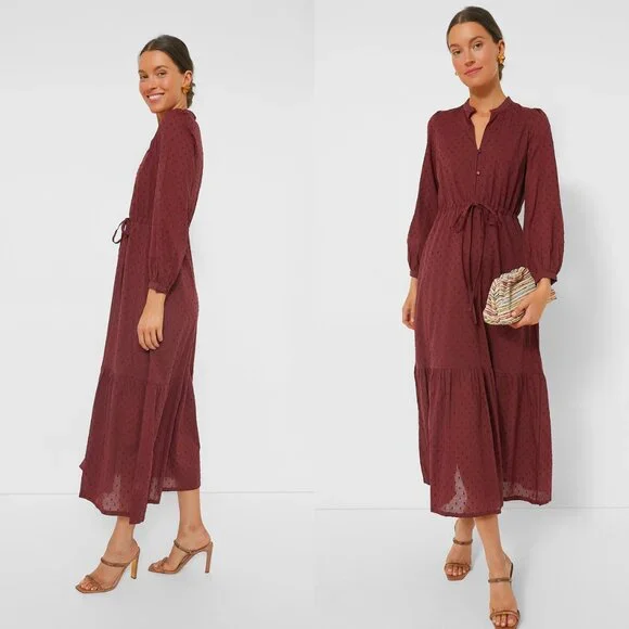 Emerson Fry Frances 3 Dress Swiss Dot Organic Cotton Midi Size S NWT - Picture 4 of 12